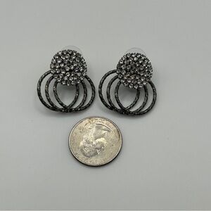 Classy Black & Rhinestone Post Earrings